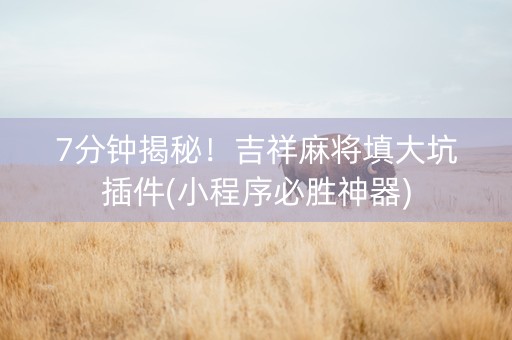 7分钟揭秘！吉祥麻将填大坑插件(小程序必胜神器)