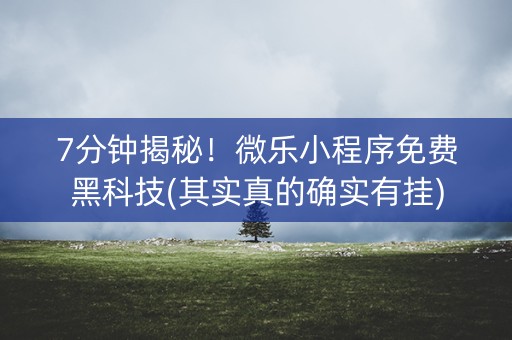7分钟揭秘！微乐小程序免费黑科技(其实真的确实有挂)