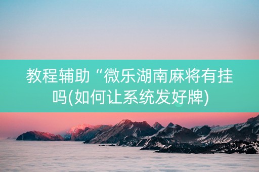 教程辅助“微乐湖南麻将有挂吗(如何让系统发好牌)