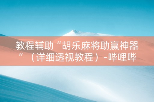 教程辅助“胡乐麻将助赢神器”（详细透视教程）-哔哩哔哩