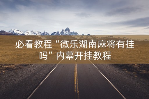 必看教程“微乐湖南麻将有挂吗”内幕开挂教程