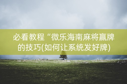 必看教程“微乐海南麻将赢牌的技巧(如何让系统发好牌)