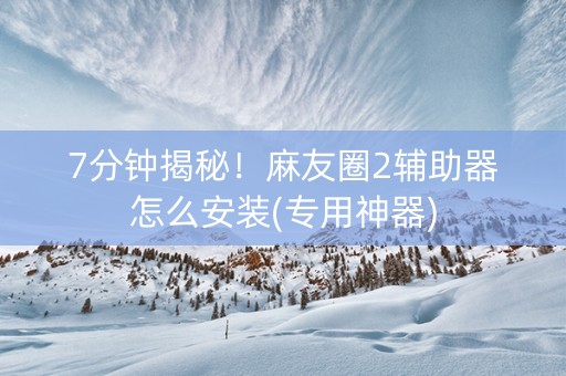 7分钟揭秘！麻友圈2辅助器怎么安装(专用神器)