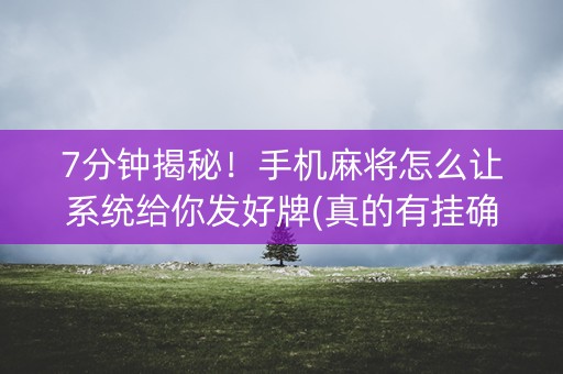 7分钟揭秘！手机麻将怎么让系统给你发好牌(真的有挂确实有挂)