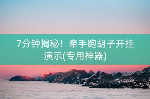 7分钟揭秘！牵手跑胡子开挂演示(专用神器)