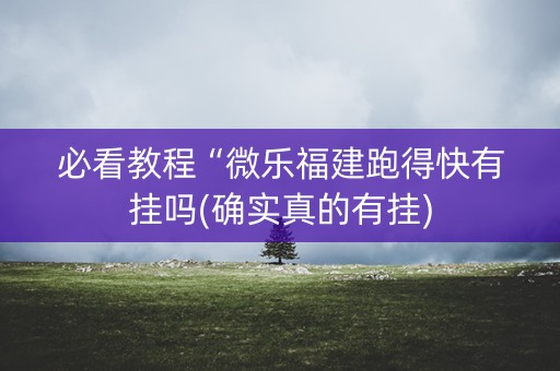 必看教程“微乐福建跑得快有挂吗(确实真的有挂)