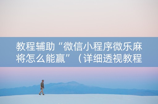 教程辅助“微信小程序微乐麻将怎么能赢”（详细透视教程）-哔哩哔哩