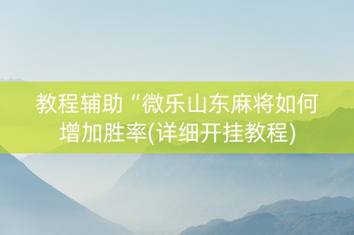 教程辅助“微乐山东麻将如何增加胜率(详细开挂教程)