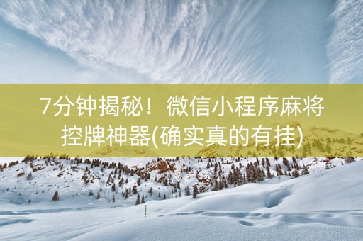 7分钟揭秘！微信小程序麻将控牌神器(确实真的有挂)