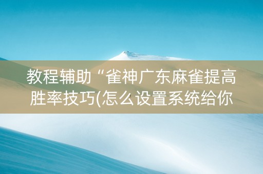 教程辅助“雀神广东麻雀提高胜率技巧(怎么设置系统给你好牌)