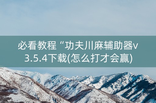 必看教程“功夫川麻辅助器v3.5.4下载(怎么打才会赢)