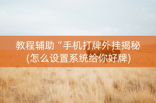 教程辅助“手机打牌外挂揭秘(怎么设置系统给你好牌)