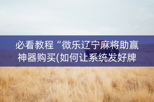 必看教程“微乐辽宁麻将助赢神器购买(如何让系统发好牌)