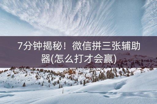 7分钟揭秘！微信拼三张辅助器(怎么打才会赢)