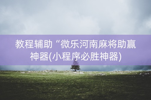 教程辅助“微乐河南麻将助赢神器(小程序必胜神器)