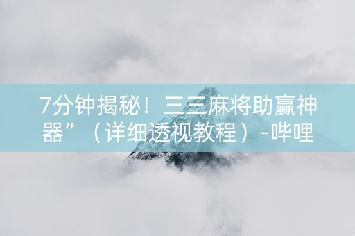 7分钟揭秘！三三麻将助赢神器”（详细透视教程）-哔哩哔哩