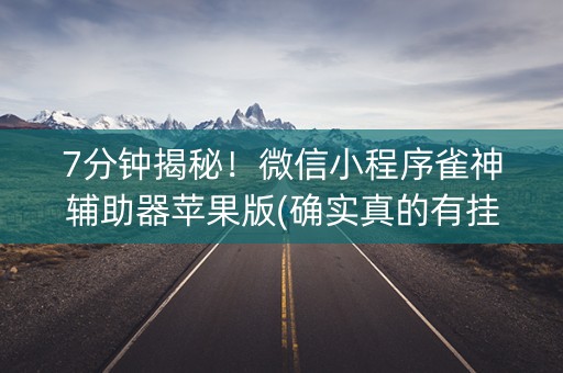 7分钟揭秘！微信小程序雀神辅助器苹果版(确实真的有挂)