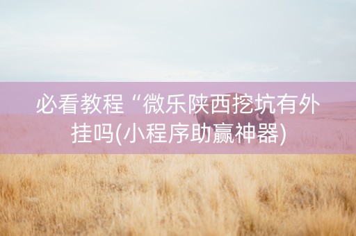 必看教程“微乐陕西挖坑有外挂吗(小程序助赢神器)