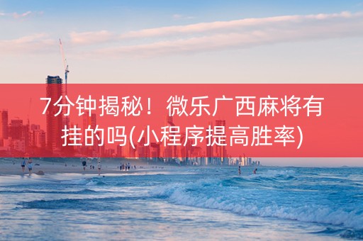 7分钟揭秘！微乐广西麻将有挂的吗(小程序提高胜率)
