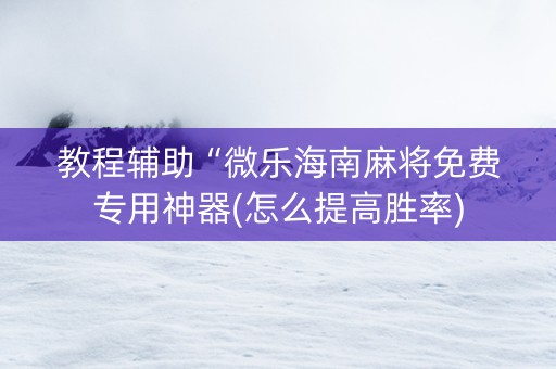 教程辅助“微乐海南麻将免费专用神器(怎么提高胜率)