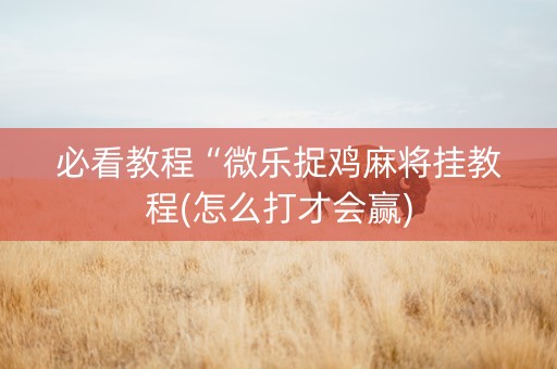 必看教程“微乐捉鸡麻将挂教程(怎么打才会赢)