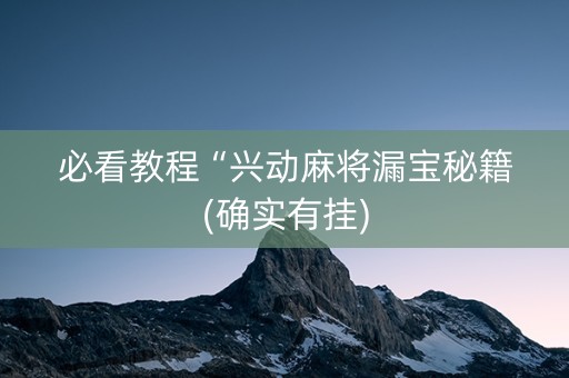 必看教程“兴动麻将漏宝秘籍(确实有挂)