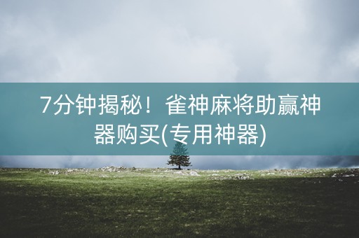7分钟揭秘！雀神麻将助赢神器购买(专用神器)