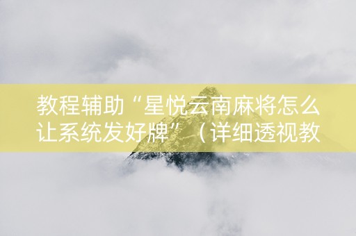教程辅助“星悦云南麻将怎么让系统发好牌”（详细透视教程）-哔哩哔哩