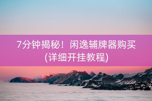 7分钟揭秘！闲逸辅牌器购买(详细开挂教程)