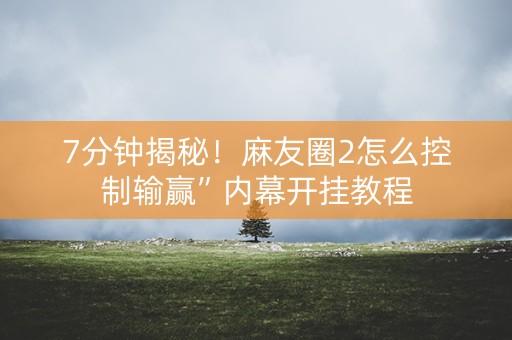 7分钟揭秘！麻友圈2怎么控制输赢”内幕开挂教程
