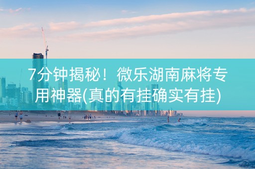7分钟揭秘！微乐湖南麻将专用神器(真的有挂确实有挂)