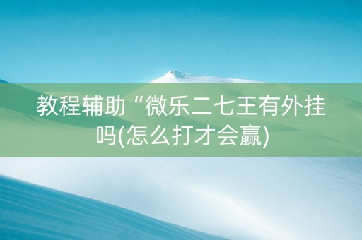 教程辅助“微乐二七王有外挂吗(怎么打才会赢)