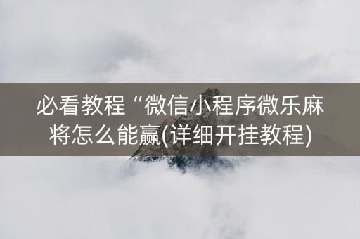 必看教程“微信小程序微乐麻将怎么能赢(详细开挂教程)