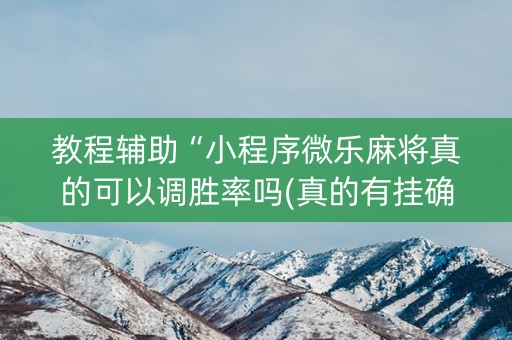 教程辅助“小程序微乐麻将真的可以调胜率吗(真的有挂确实有挂)
