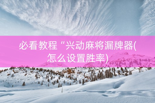 必看教程“兴动麻将漏牌器(怎么设置胜率)