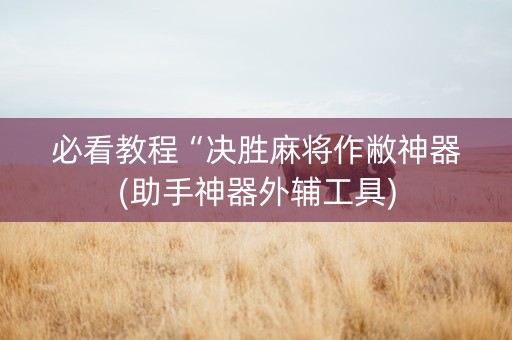 必看教程“决胜麻将作敝神器(助手神器外辅工具)