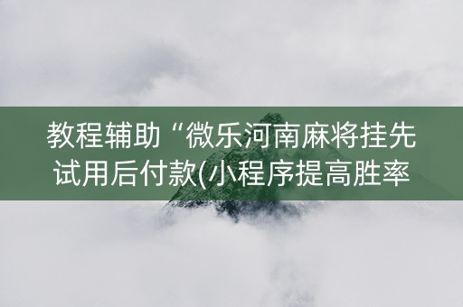 教程辅助“微乐河南麻将挂先试用后付款(小程序提高胜率)