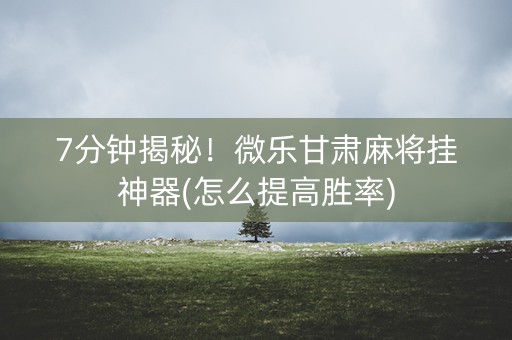 7分钟揭秘！微乐甘肃麻将挂神器(怎么提高胜率)