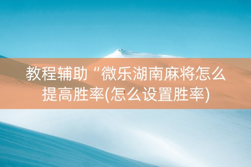 教程辅助“微乐湖南麻将怎么提高胜率(怎么设置胜率)