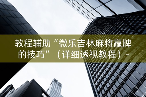 教程辅助“微乐吉林麻将赢牌的技巧”（详细透视教程）-哔哩哔哩