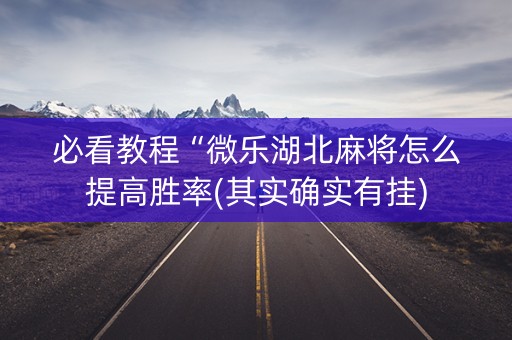 必看教程“微乐湖北麻将怎么提高胜率(其实确实有挂)