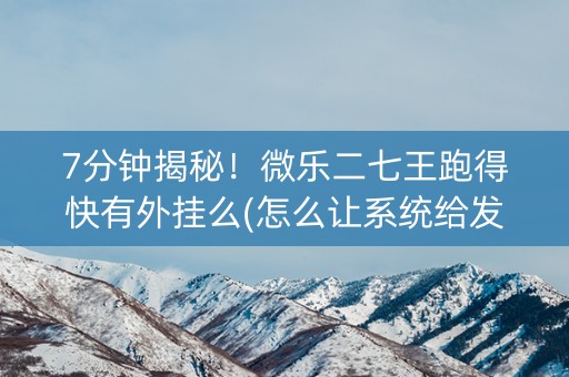 7分钟揭秘！微乐二七王跑得快有外挂么(怎么让系统给发好牌)