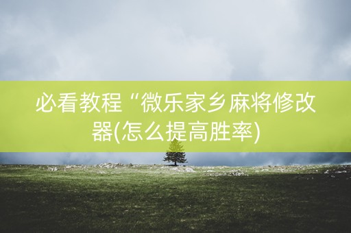 必看教程“微乐家乡麻将修改器(怎么提高胜率)