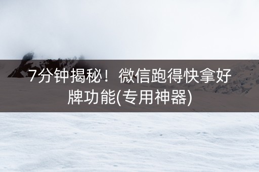 7分钟揭秘！微信跑得快拿好牌功能(专用神器)