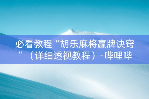 必看教程“胡乐麻将赢牌诀窍”（详细透视教程）-哔哩哔哩