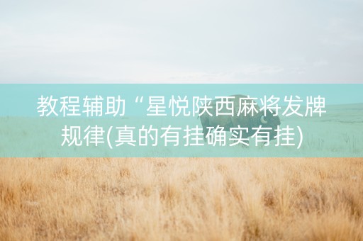 教程辅助“星悦陕西麻将发牌规律(真的有挂确实有挂)