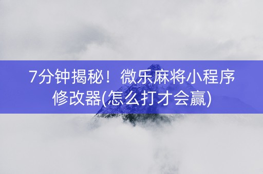 7分钟揭秘！微乐麻将小程序修改器(怎么打才会赢)