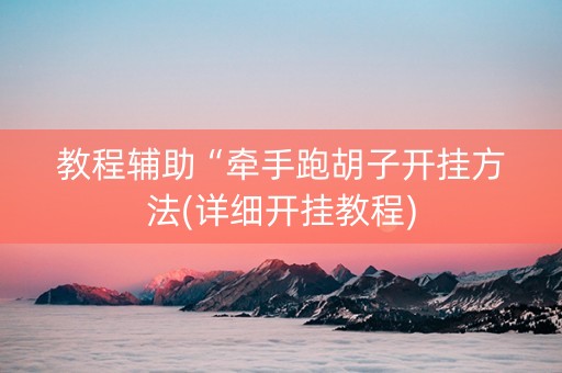教程辅助“牵手跑胡子开挂方法(详细开挂教程)