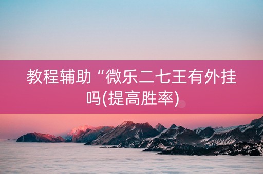 教程辅助“微乐二七王有外挂吗(提高胜率)