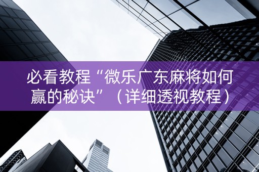 必看教程“微乐广东麻将如何赢的秘诀”（详细透视教程）-哔哩哔哩